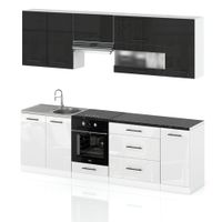Meble Kuchenne Nowoczesne Marocco Modułowa 2.6m Czarny Mat Biały Połysk
