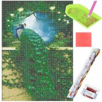 Haft diamentowy paw królewski mozaika diamentowa DIY 40x30 cm