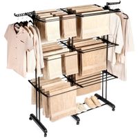 Suszarka na pranie metalowa czarna pionowa rozsuwana XXL 75-135x66x180 cm