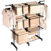 Suszarka na pranie metalowa czarna pionowa rozsuwana XXL 75-135x66x180 cm