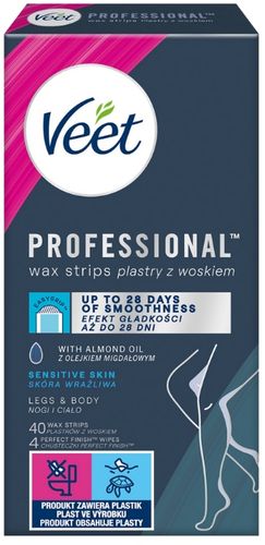 VEET Plastry z Woskiem Do Depilacji Ciała Nóg Skóra Wrażliwa Gładka na Arena.pl