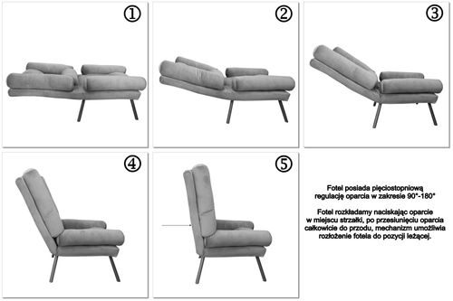 FOTEL TOKIO ROZKŁADANY Z PODNÓŻKIEM N. ZŁOTA BL06 na Arena.pl