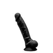 Duże Czarne Wyżyłowane Dildo Z Przyssawką 17,7 Cm