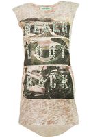 Piaskowa Bluzka z Nadrukiem - 36 / S