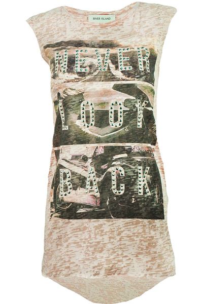 Piaskowa Bluzka z Nadrukiem - 34 / XS zdjęcie 1