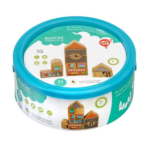 Kolorowe klocki drewniane – Miasto – 35 elementów na Arena.pl