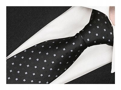 ŻAKARDOWY Krawat Klasyczny w Romby CZARNY rc254 na Arena.pl