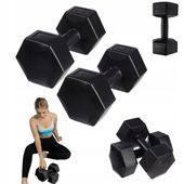 DrFit Hantle ciężarki do ćwiczeń fitness sześciokątne zestaw 2x 6kg czarne