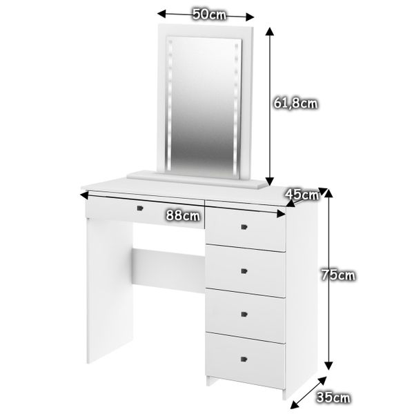 TOALETKA V BIAŁA z lustrem LED zdjęcie 8