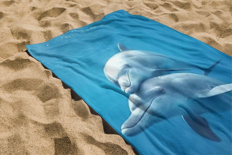 Ręcznik plażowy 100x180 niebieski delfiny zdjęcie 2