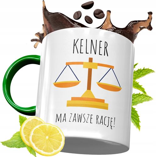 Kubek Zielony Dla Kelnera Kelnerki Na Prezent Z Nadrukiem Ze Zdjęciem na Arena.pl