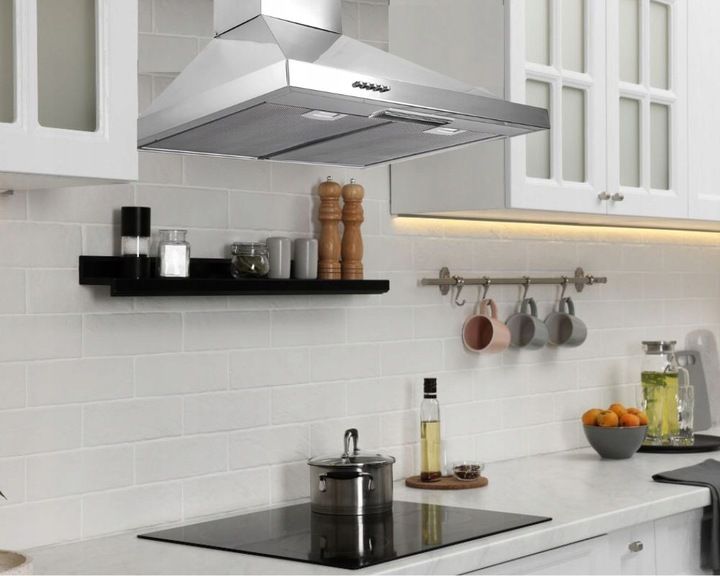 OKAP KUCHENNY 60cm KOMINOWY ŚCIENNY STAL LED KOMIN zdjęcie 5