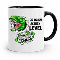 Kubek Czarny Śmieszny Zabawny Wyższy Level Z Nadrukiem Ze Zdjęciem
