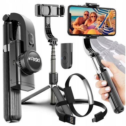 Gimbal Bezprzewodowy stabilizator obrazu do telefonu kamery z tripodem na Arena.pl