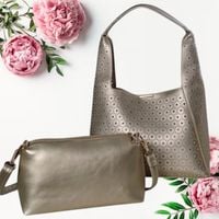 Stylowa torebka z eko skóry z mini-kosmetyczką Ażurowa damska torebka