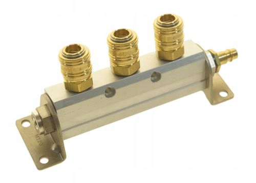 ROZDZIELACZ POWIETRZA Z UCHWYTEM 3 x SZYBKOZŁĄCZKA 3/8 TYP 26, WTYK RQS na Arena.pl