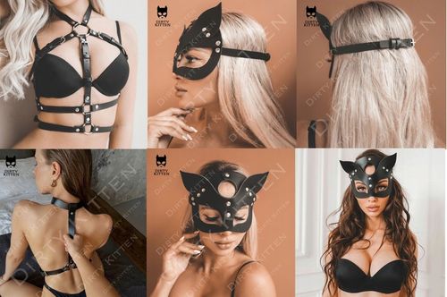 KOMPLET BIELIZNA EROTYCZNA SEXY CZARNA SKÓRZANA S na Arena.pl