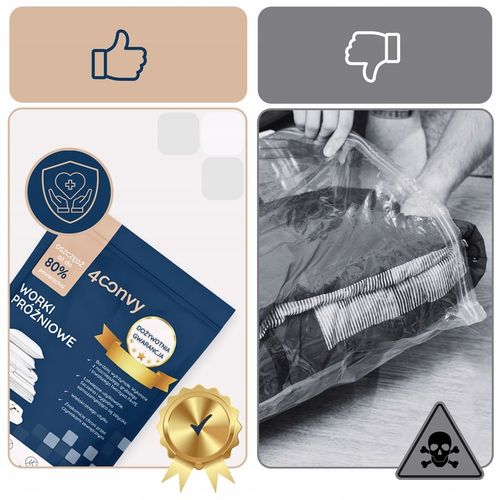 4CONVY 5x Worek próżniowy na pościel kołdrę ubrania 80x100x30 kostka duża na Arena.pl