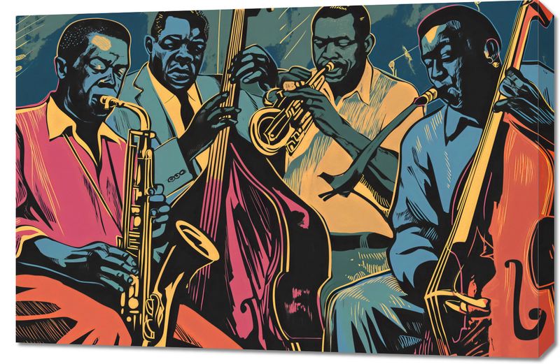 Obraz 90x60cm Jazzmani w Gazie zdjęcie 1