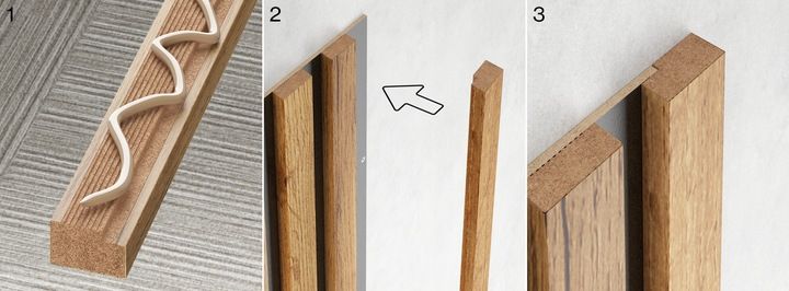 LAMELE ŚCIENNE DĄB WOTAN NA PŁYCIE CZARNEJ 510x2750mm zdjęcie 15