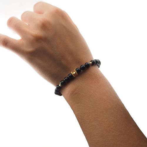 Bransoletka - Turmalin czarny i srebro złocone 17 cm na Arena.pl