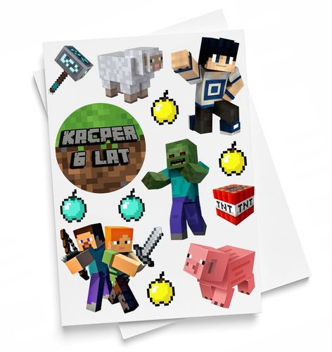 OPŁATEK CUKROWY GAMINGOWE PIKSELE TNT CREEPER WYDRUK + 13szt POSTACI +TEKST na Arena.pl