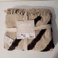 Koc - narzuta biało-brązowa - bawełna 130x160cm