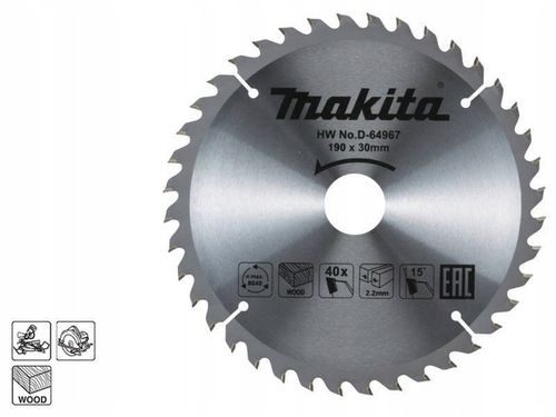 MAKITA Tarcza piła tnąca do cięcia drewna 190x30 mm 40 Zębów D-64967 na Arena.pl