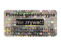 PLOMBY GWARANCYJNE STICKERY 30x15 HOLOGRAM 250SZT TWÓJ NADRUK !