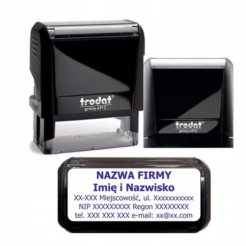 Pieczątka firmowa biurowa Trodat Printy 4912 czarna jakość premium na Arena.pl