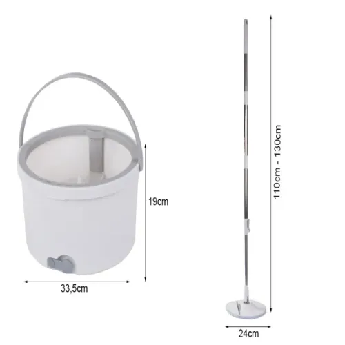 Mop obrotowy rotacyjny 360 spin wiadro zestaw 2x nakładki mikrofibra na Arena.pl