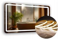 LUSTRO LED ZAOKRĄGLONE ROGI 100x60cm PODŚWIETLANE PIASKOWANE + COB 480 diod