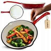 PATELNIA ŻELIWNA EMALIOWANA 25CM INDUKCJA OGNISKO GRILL GAZ TALERZ