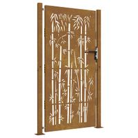 Furtka ogrodowa, 105x205 cm, stal kortenowska, motyw bambusa