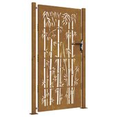 Furtka ogrodowa, 105x205 cm, stal kortenowska, motyw bambusa