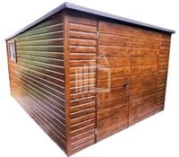 SCHOWEK - DOMEK OGRODOWY 3x4 spad tył - Brama + okno - drewnopodobny