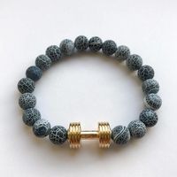 Fit Kolekcja - Bransoletka z koralików ze sztangielką gold & blue agate 16 cm