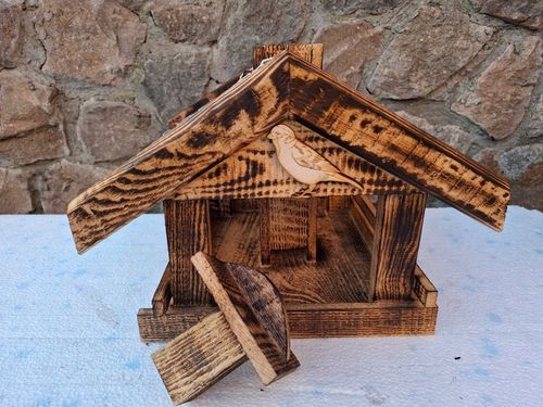 KARMNIK DREWNIANY opalany dla ptaków z WSYPEM WSYP budka lęgowa DUŻY na Arena.pl