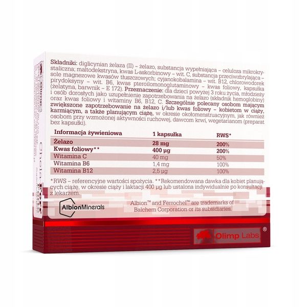 OLIMP CHELA-FERR FORTE 2x30kaps MOCNE ŻELAZO zdjęcie 3
