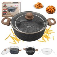 garnek marmurowy z koszem do smażenia kinghoff kh-1985 4l