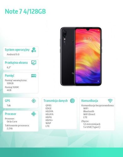 Smartfon Redmi Note 7 DS. 4/128GB Czarny EU na Arena.pl