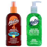 Malibu SPF4 Olejek Brązujący W Sprayu Z Monoi + Aloe Żel Po Opalaniu