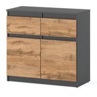 Komoda 2 Szuflady 80cm Szary Wotan Nowoczesna Pojemna Szafka Rtv Oleksa