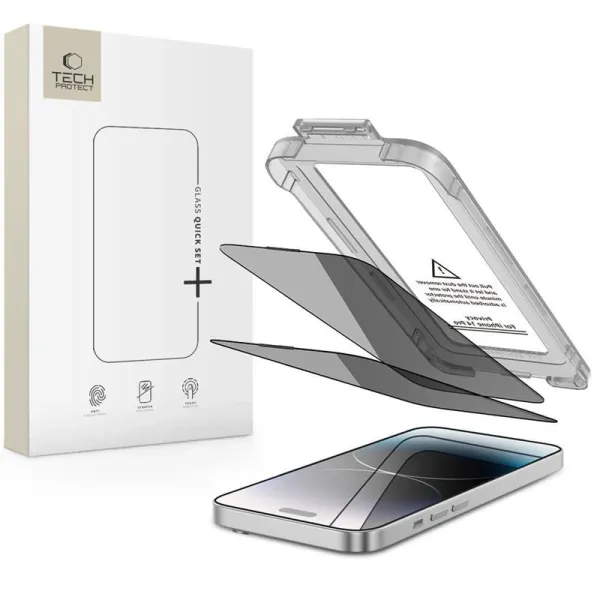 Szkło prywatyzujące Tech-Protect Quick Set Spy+ 2-pack na iPhone 14 Pro zdjęcie 1