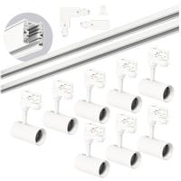 Zestaw szynowy 3 fazowy szyna 2m+2m, 8x Lampa, łącznik L BIAŁY komplet