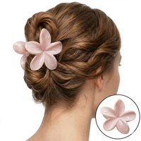 spinka do włosów klamra xl kwiat, marmurek jasny róż 7,5 x 8cm sp406