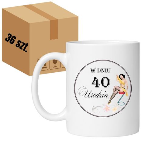 KUBEK "W DNIU 40 URODZIN" Wzór - Klasyczny 330 ml - 36 sztuk na Arena.pl