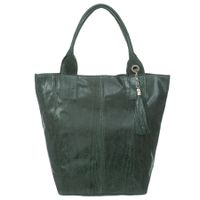 VERA PELLE torebka skórzana shopper lakierowana na ramię V588 c.zielona