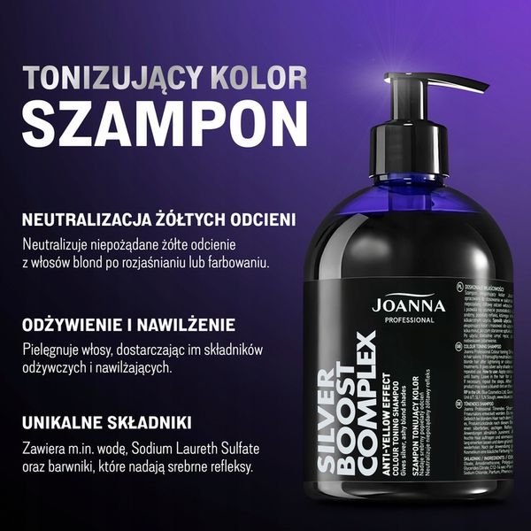 Joanna Silver Boost Complex szampon do włosów nadający kolor srebrny 500 ml zdjęcie 2