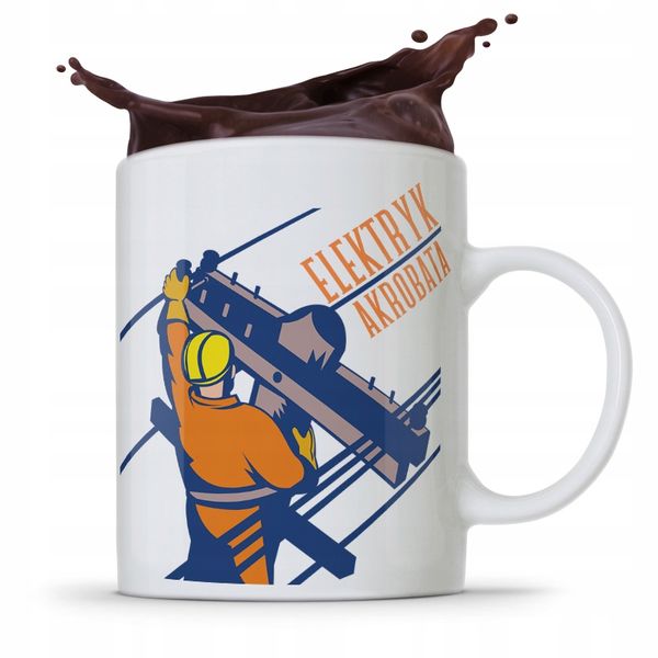 Kubek Prezent Dla Elektryka Elektryk Akrobata Z Nadrukiem Ze Zdjęciem zdjęcie 1